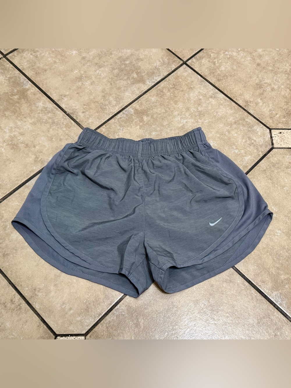 Nike Women's Slate Gray Athletic Shorts with Light Swoosh
